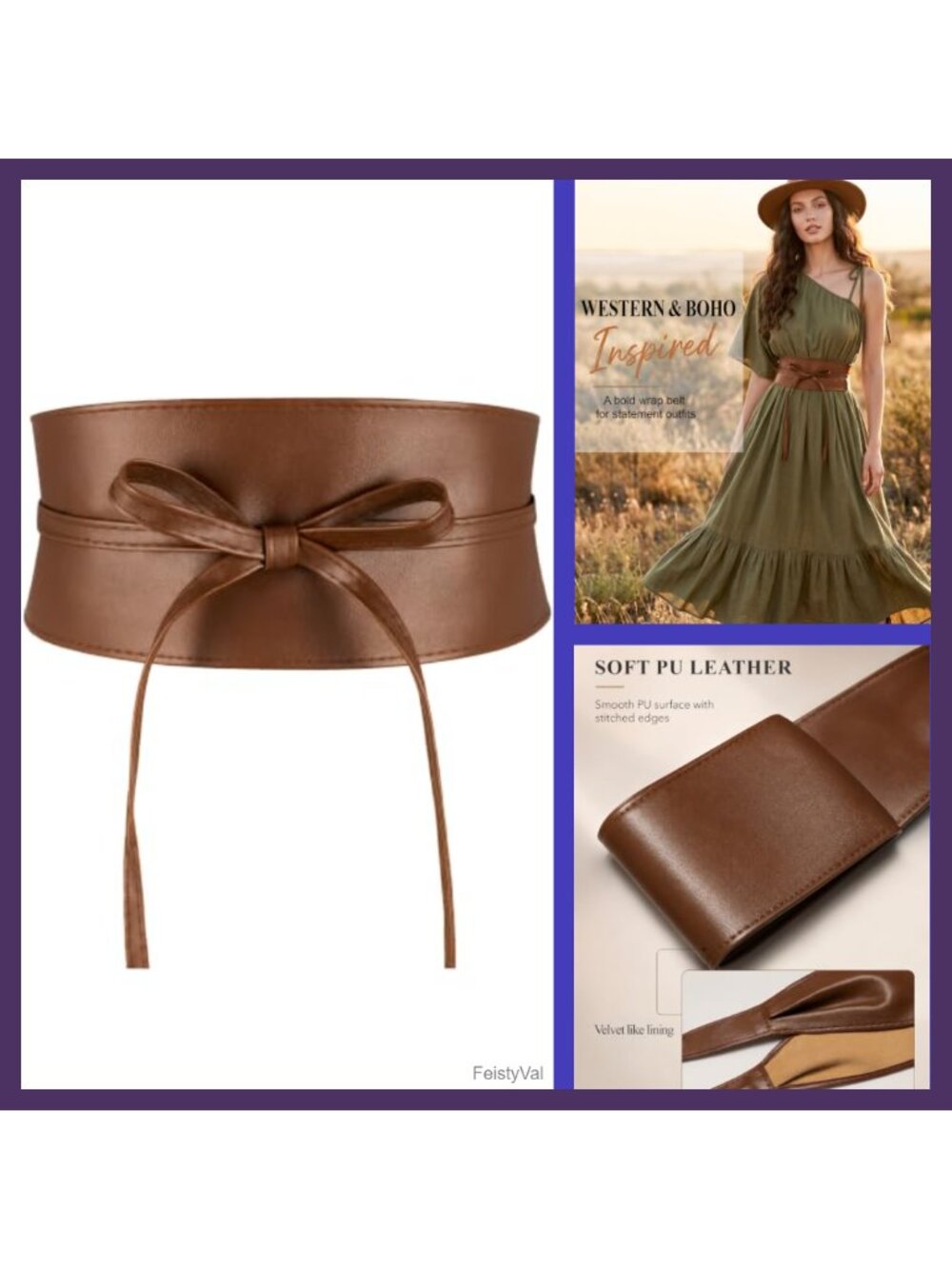Wide Obi Belt Faux Leather Corset Waist Wrap Self Tie Women